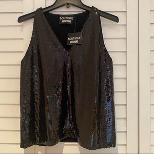 Boutique Moschino Black Sequin Top US 6